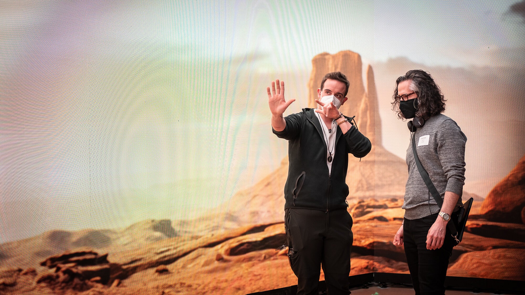 On the LED stage at the DGC virtual production workshop