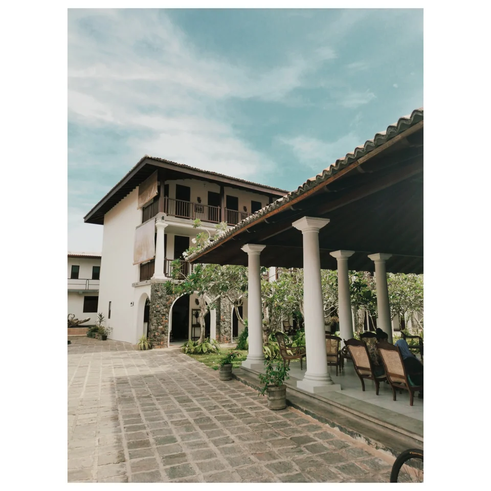A courtyard outside a historic building
